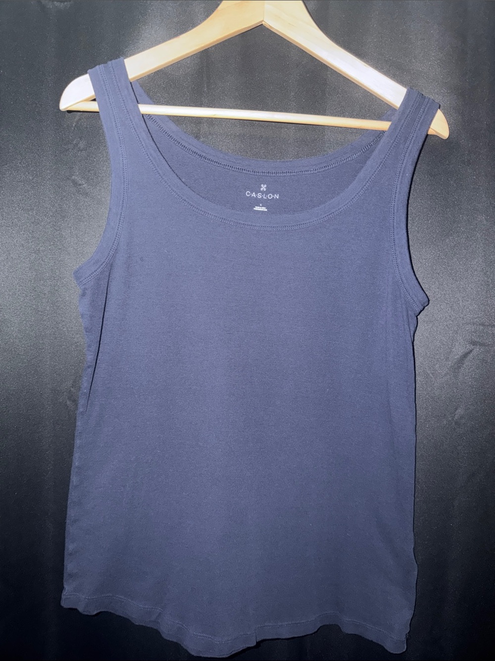 Caslon Navy Scoop Neck Cotton Tank Top